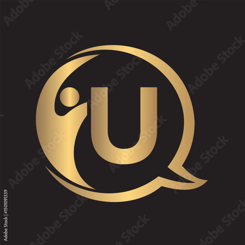 Human Life Logo combine with letter U vector template