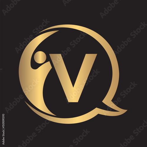 Human Life Logo combine with letter V vector template