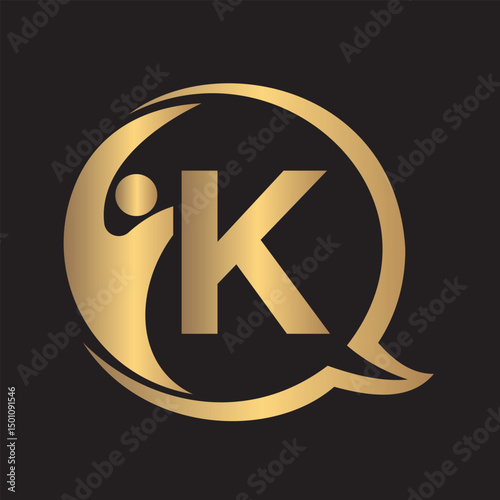 Human Life Logo combine with letter K vector template