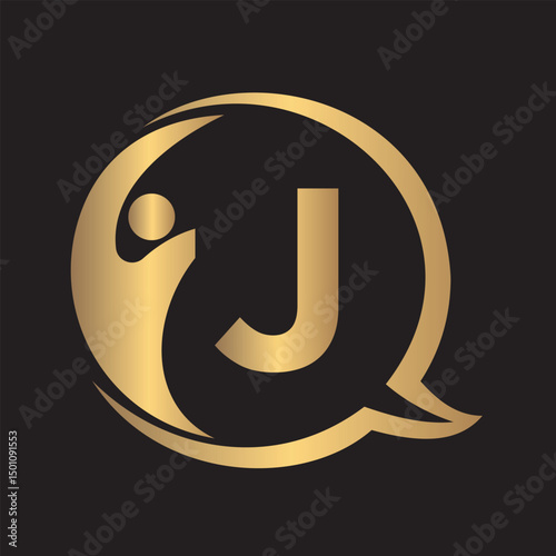 Human Life Logo combine with letter J vector template