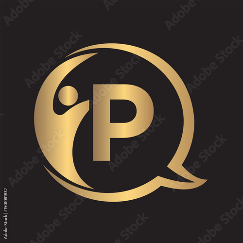 Human Life Logo combine with letter P vector template