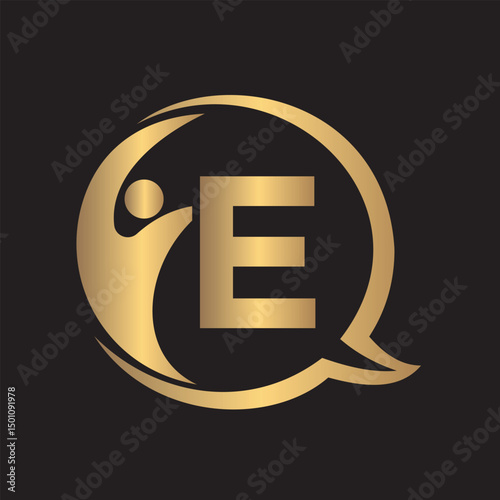 Human Life Logo combine with letter E vector template