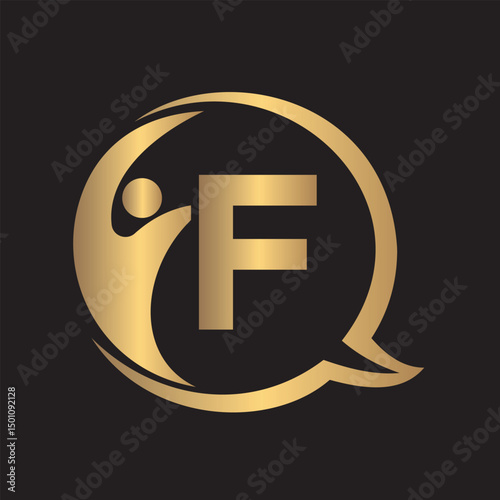 Human Life Logo combine with letter F vector template