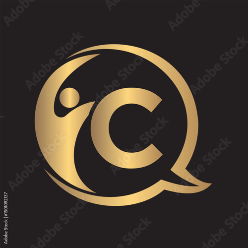 Human Life Logo combine with letter C vector template