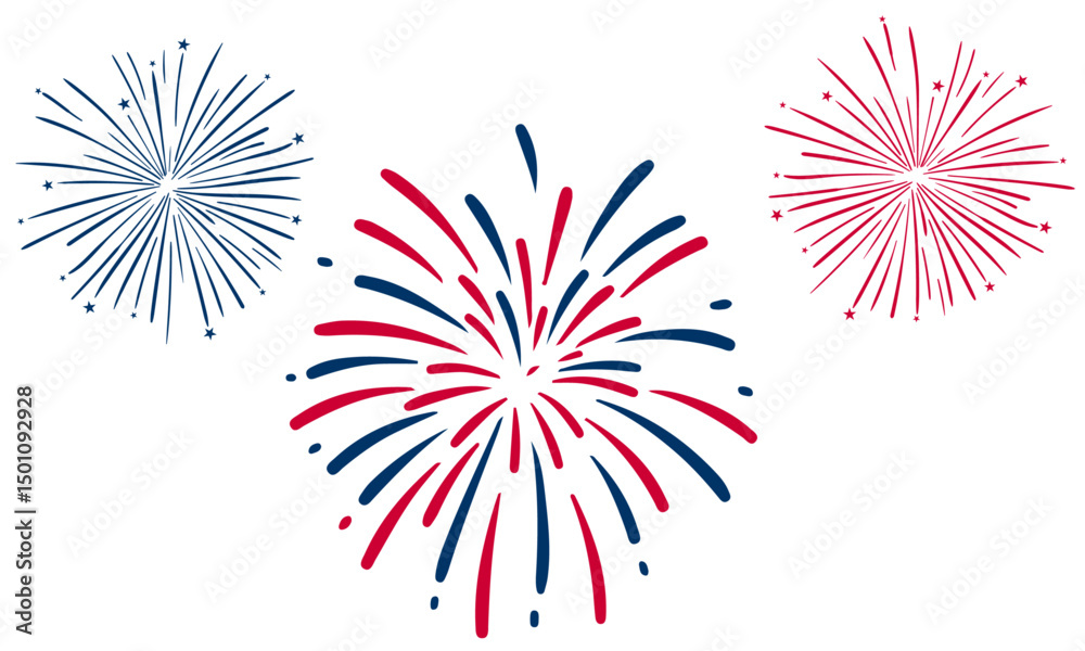 4th of july fireworks design elements