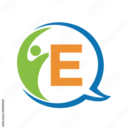 Human Life Logo combine with letter E vector template