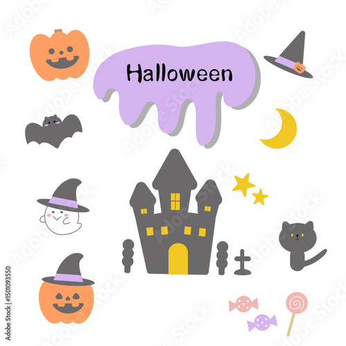 かわいいハロウィンのアイコンセット