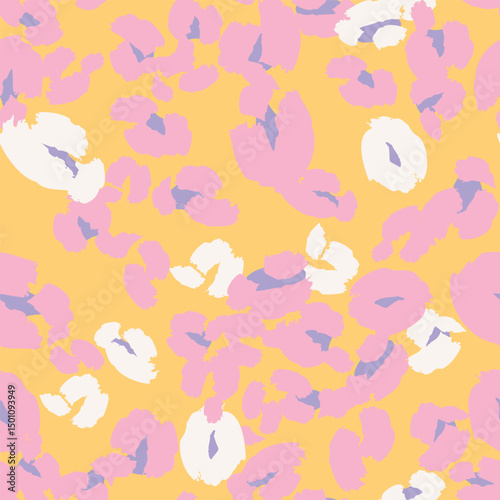 Leopard spots seamless pattern design. Vector yellow background, wallpaper, wrapping paper, fabric, print