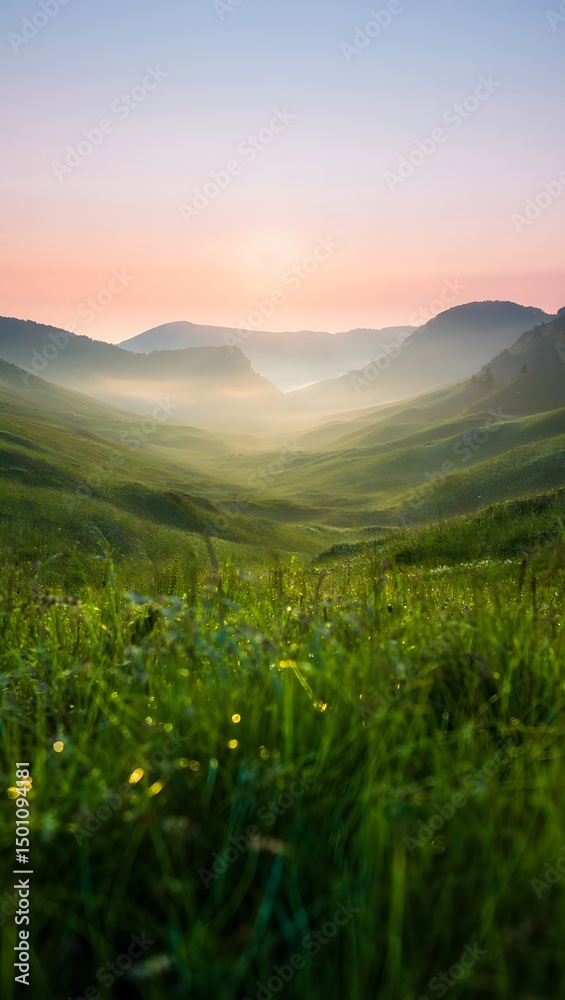 Fototapeta premium Green Valley at Dawn