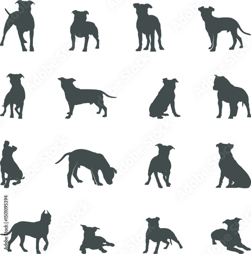 American staffordshire terrier silhouettes, Staffordshire terrier silhouette