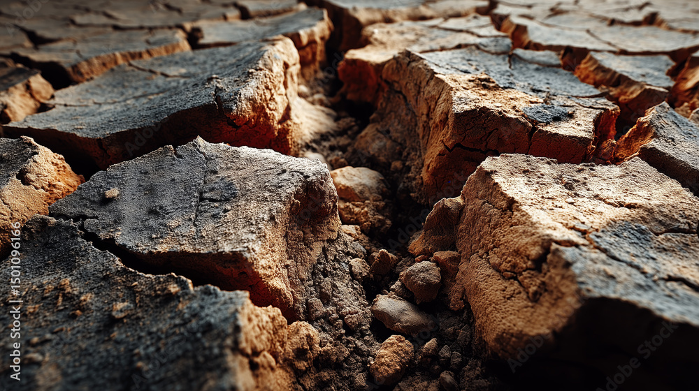Cracked Dry Mud Surface in Desert Cracked Dry Mud Surface in Desert