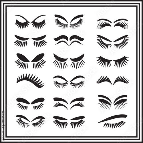 Lash and Brow Silhouette Set – Eyelash Vector Clipart for Beauty Branding, Makeup Artist Tools, Cosmetic Decor

