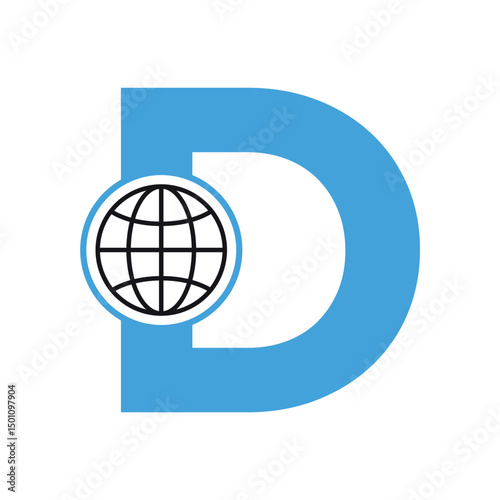 Initial global Logo combine with letter D vector template
