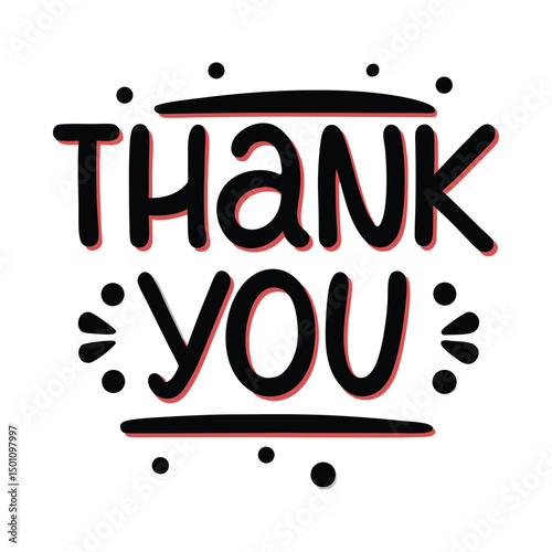 Modern Handwritten Thank You Lettering Vector Design.
