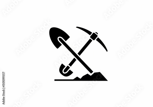 Shovel and Pickaxe Mining Excavation Digging Tools isolated on transparent background