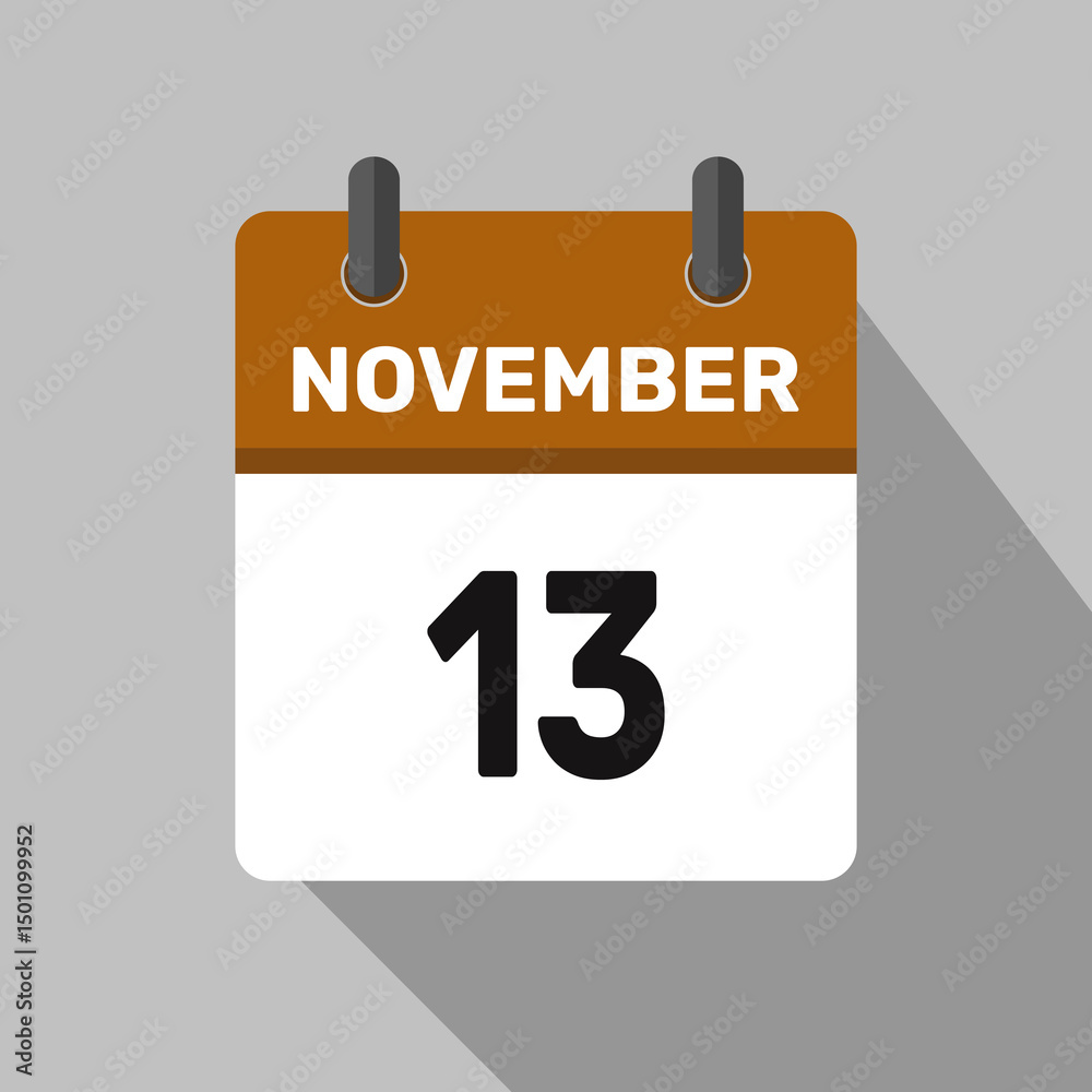 Fototapeta premium 13 november calendar icon vector month date number illustration design
