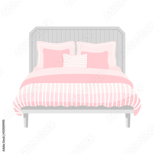Cozy Pink and White Striped Bedding Bedroom Interior