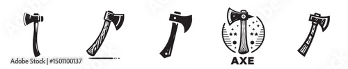 set of silhouette axe icons