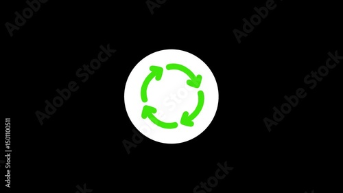 Circle Arrows Rotating Animation on Black Background