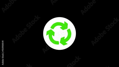Recycle Logo Rotating Animation on Black Background