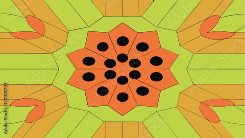 Elegant floral design with vibrant orange and green hues perfect for logos branding and patterns