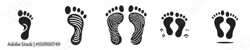 collection of foot silhouette icons