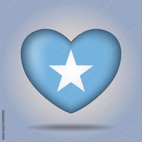 Somalia flag heart button Isolated on color gradient background. Exclusive banner