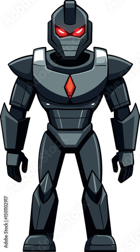 Futuristic Cybernetic Robot with Red Glowing Eyes and Advanced Armor - Sci-Fi AI Android, High-Tech Mechanical Humanoid Character Concept Art