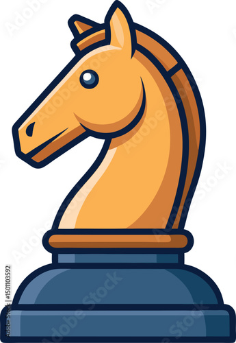 Illustration of a Chess Knight Piece - Iconic Horse-Shaped Chess Piece in Strategic Board Game