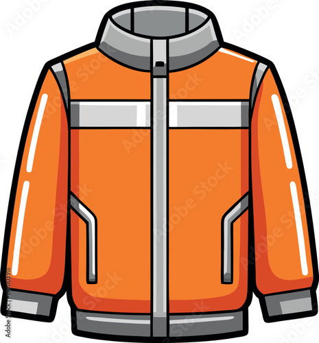 Bright Orange Winter Jacket with Reflective Stripes, Functional Pockets, Insulated Weather-Resistant Coat for Outdoor Activities, Stylish and Durable Cold-Weather Outerwear for Men and Women
