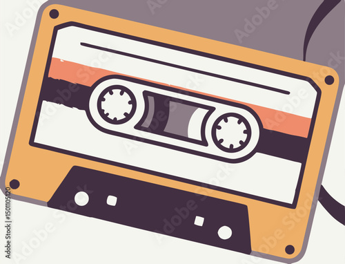 Retro Cassette Tape Illustration, Vintage Music Graphic
