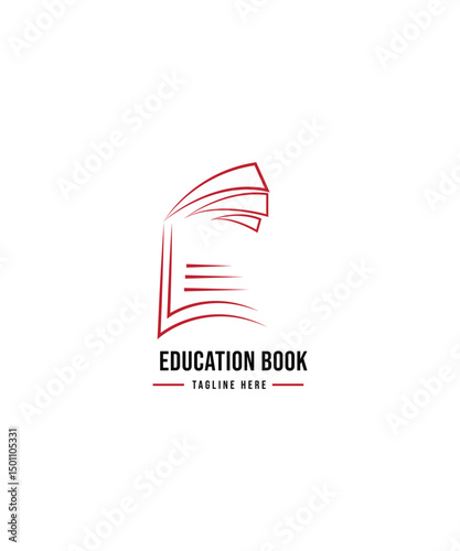  Abstract open education book logo, Education logo design vector