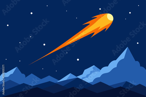 a glowing comet streaking across a frosty night 