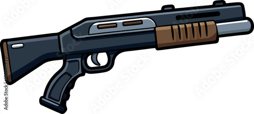Tactical Pump-Action Shotgun with Wooden Grip, Shell Holder, High-Resolution Firearm for Hunting, Military, Law Enforcement, Defense, Combat, Shooting Sports, Outdoor Survival, Precision Equipment