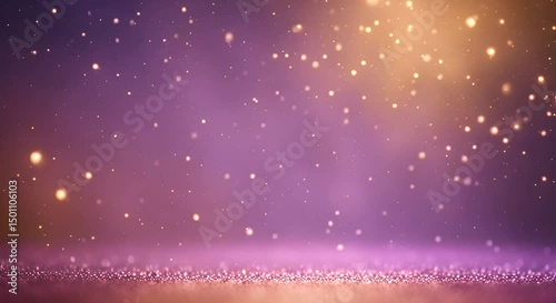 Purple and Gold Glitter Background with Sparkling Lights