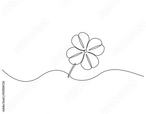 Continuous one line drawing of clover. One line drawing illustration of clover leaves. Lucky symbol concept single line. Editable outline
