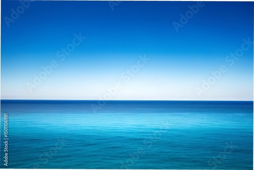 Blue sky and ocean with clouds over a sunny beach landscape