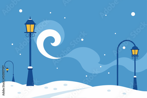 blizzard conditions with only streetlamps lighting.svg