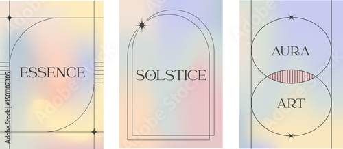 Minimal aesthetic linear frames with holographic gradient background