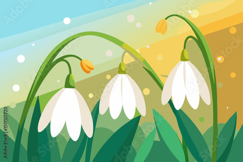close up of spring flowers with morning dew  reali