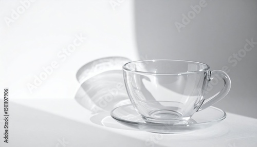 Wallpaper Mural Clear Glass Tea Cup And Saucer On White Surface Torontodigital.ca