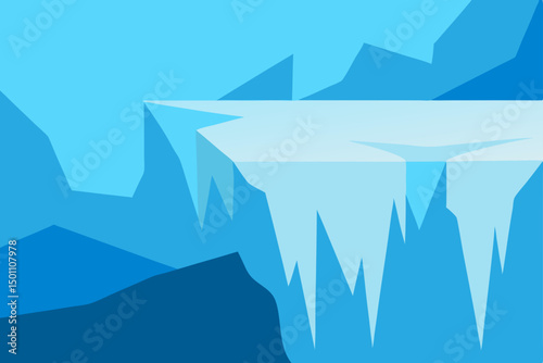 crystalline ice formations at the edge of a frozen
