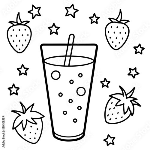 Strawberry Milk Aesthetic with Floating Fruits
