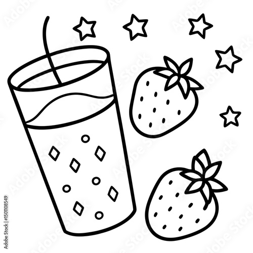 Strawberry Milk Aesthetic with Floating Fruits