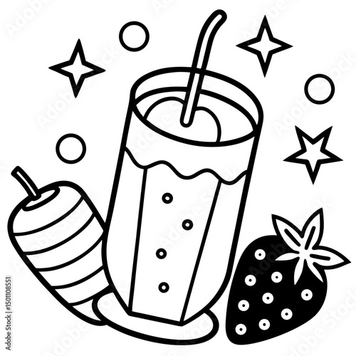 Strawberry Milk Aesthetic with Floating Fruits