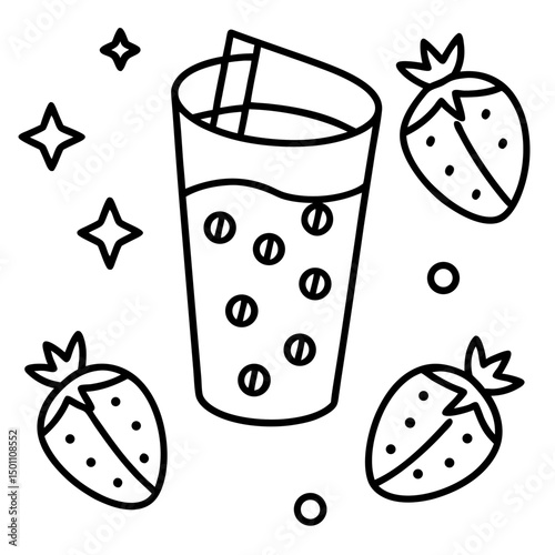 Strawberry Milk Aesthetic with Floating Fruits