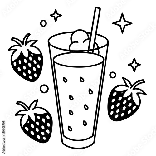 Strawberry Milk Aesthetic with Floating Fruits