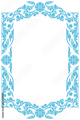 Decorative ornamental floral monochrome blank frame template