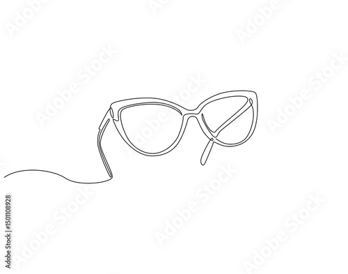 Continuous one line drawing of glasses. One line drawing illustration of modern sunglasses. Eye protection concept single line. Editable outline