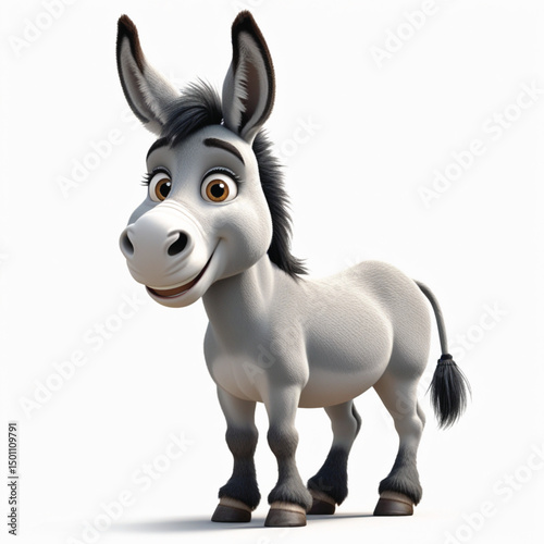 Cute Donkey Vector Illustration on White Background